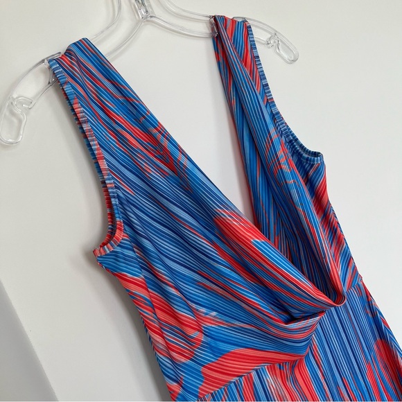 Commense Women's Flaming Passions Cowl Neck Long Dress Blue Size Medium Maxi - Picture 3 of 11